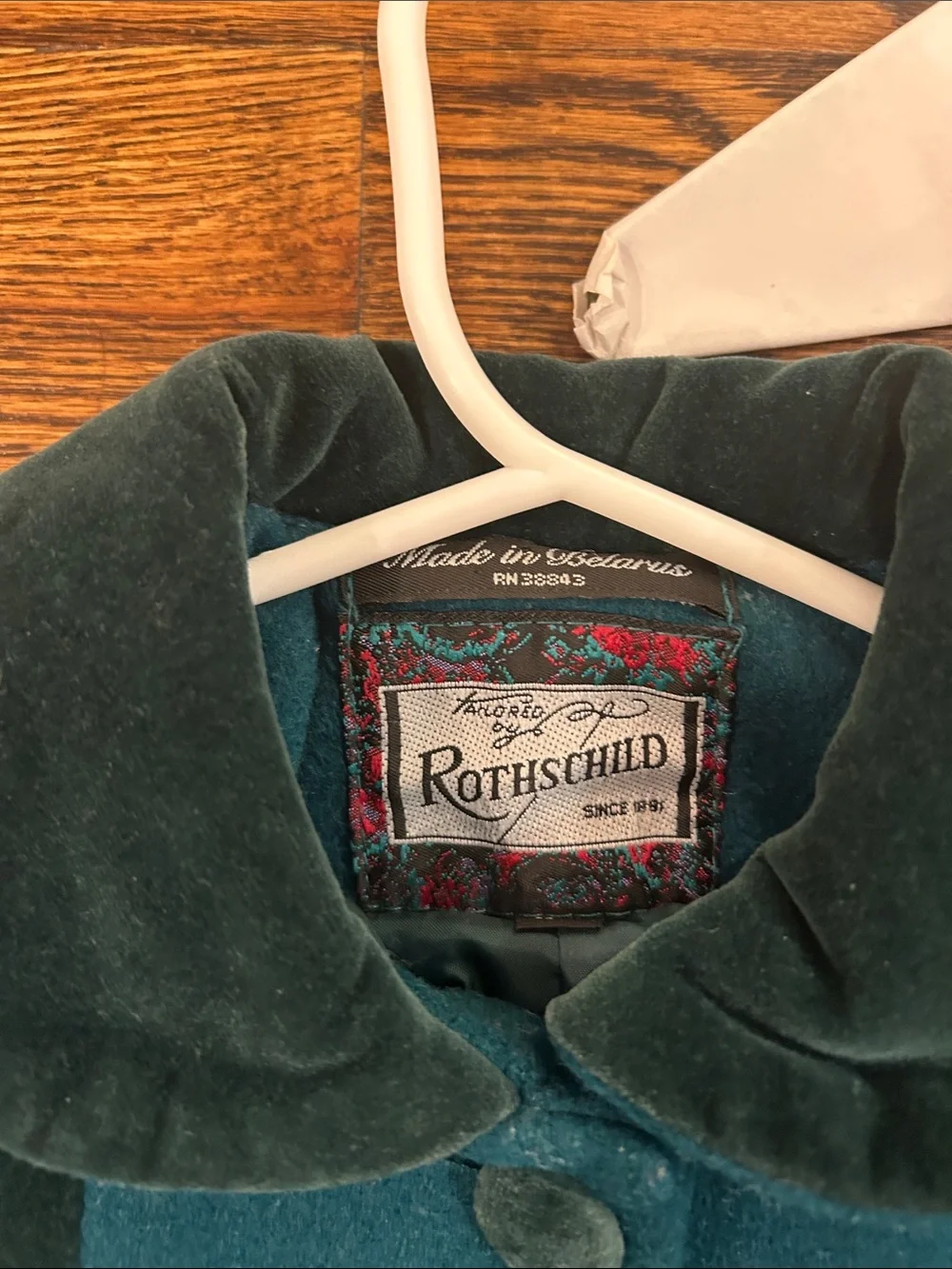 Rothschild Teal and Black Girls' Wool Coat with Velvet Accessories